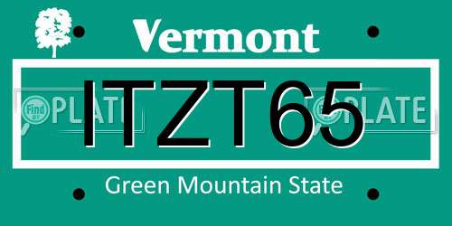 ITZT65 Vermont License Plate