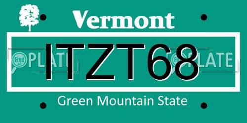 ITZT68 Vermont License Plate