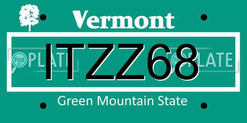 ITZZ68 Vermont License Plate