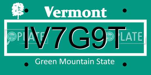 IV7G9T Vermont License Plate