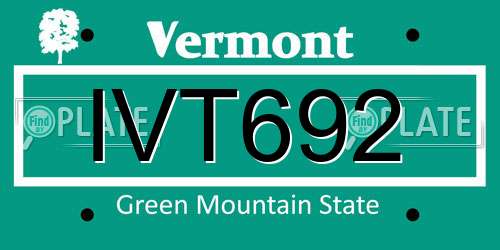 IVT692 Vermont License Plate