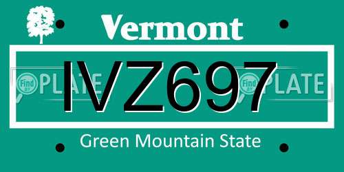 IVZ697 Vermont License Plate