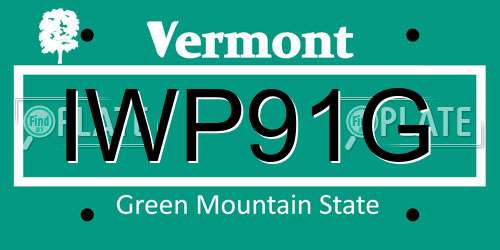 IWP91G Vermont License Plate