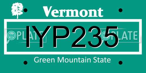 IYP235 Vermont License Plate
