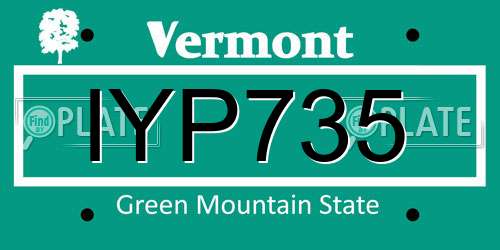 IYP735 Vermont License Plate