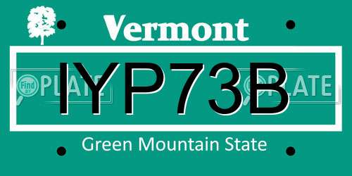 IYP73B Vermont License Plate