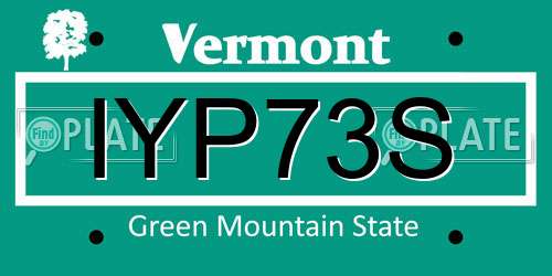 IYP73S Vermont License Plate