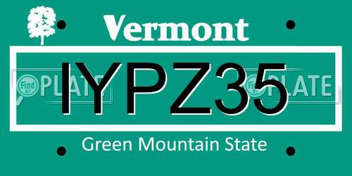 IYPZ35 Vermont License Plate