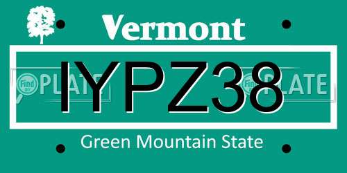 IYPZ38 Vermont License Plate