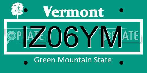 IZ06YM Vermont License Plate