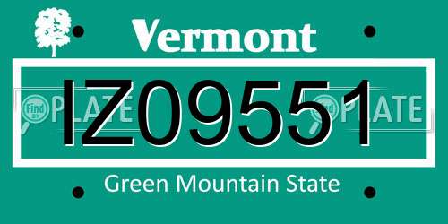 IZ09551 Vermont License Plate