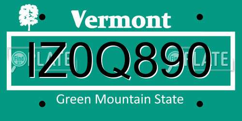 IZ0Q890 Vermont License Plate