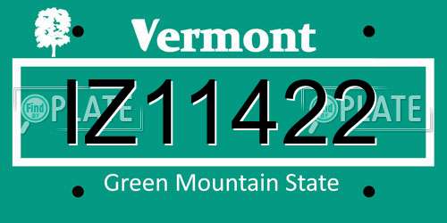 IZ11422 Vermont License Plate