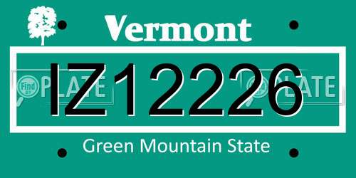 IZ12226 Vermont License Plate
