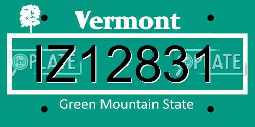 IZ12831 Vermont License Plate