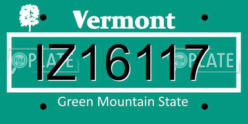 IZ16117 Vermont License Plate