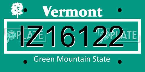 IZ16122 Vermont License Plate
