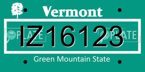 IZ16123 Vermont License Plate