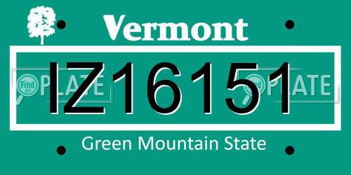 IZ16151 Vermont License Plate