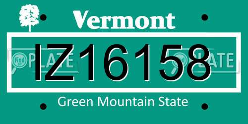 IZ16158 Vermont License Plate