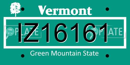 IZ16161 Vermont License Plate