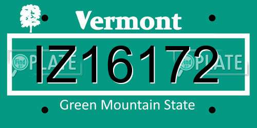 IZ16172 Vermont License Plate