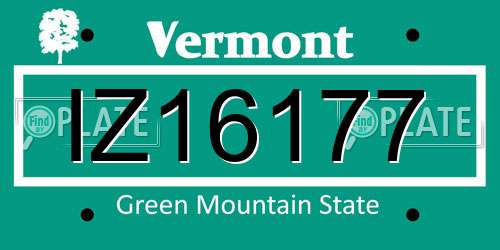 IZ16177 Vermont License Plate