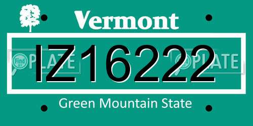 IZ16222 Vermont License Plate