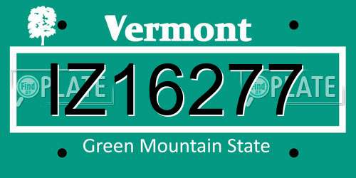 IZ16277 Vermont License Plate