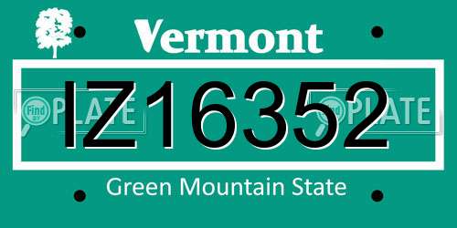 IZ16352 Vermont License Plate