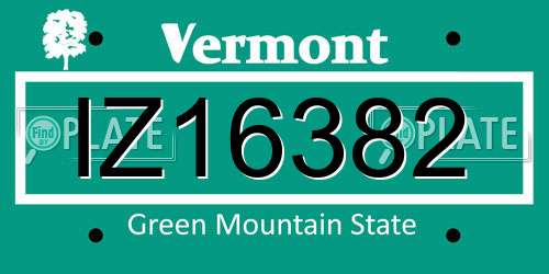 IZ16382 Vermont License Plate