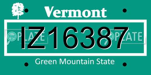 IZ16387 Vermont License Plate