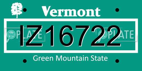IZ16722 Vermont License Plate