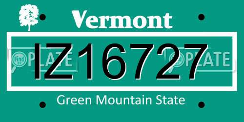 IZ16727 Vermont License Plate