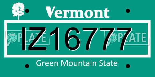 IZ16777 Vermont License Plate