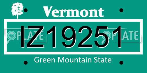 IZ19251 Vermont License Plate