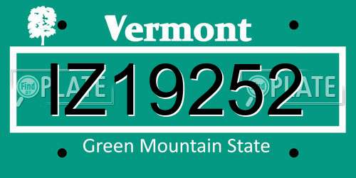 IZ19252 Vermont License Plate