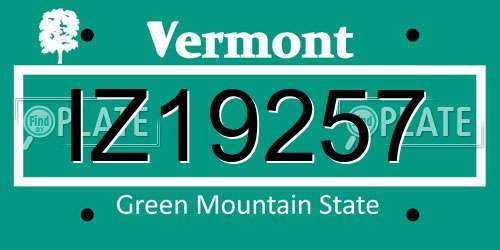 IZ19257 Vermont License Plate