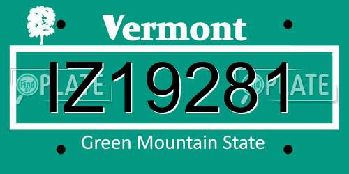 IZ19281 Vermont License Plate
