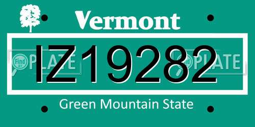 IZ19282 Vermont License Plate