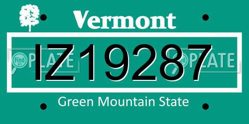 IZ19287 Vermont License Plate