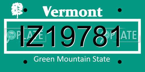IZ19781 Vermont License Plate