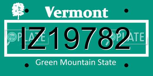 IZ19782 Vermont License Plate
