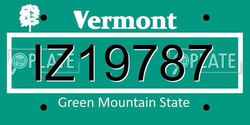 IZ19787 Vermont License Plate
