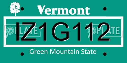 IZ1G112 Vermont License Plate