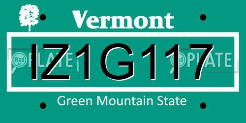 IZ1G117 Vermont License Plate