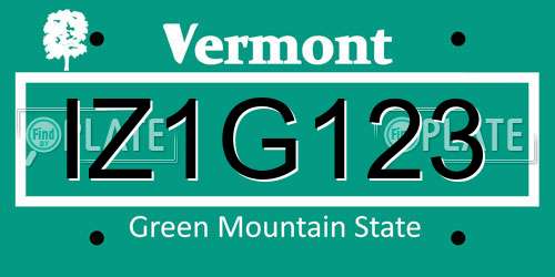 IZ1G123 Vermont License Plate