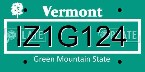 IZ1G124 Vermont License Plate