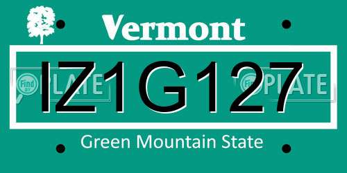 IZ1G127 Vermont License Plate