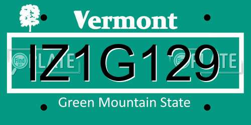 IZ1G129 Vermont License Plate